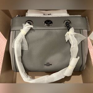 Coach turnlock Eddie grey leather bag purse. Brand new and never used!